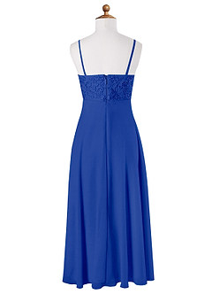 Azazie Sonya Junior Robe Trapèze en Mousseline de soie Dentelle Bleu Roi image6