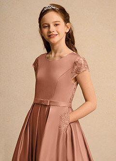 Azazie Bunny Junior Formal Robe Demoiselle D'honneur Fillette Robe Princesse en Dentelle Bronze image4