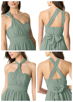 Azazie Olani Brautjungfernkleider Wandelbar A-Linie One-Shoulder Chiffon Kleid Silberner Salbei image7