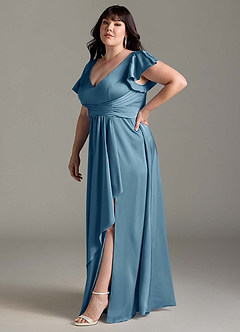 Azazie Omari Bridesmaid Dresses Bermuda A-Line Stretch Satin Dress image12