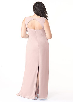 Azazie Flori Bridesmaid Dresses Blushing Pink Sheath Square Neckline Chiffon Dress image8
