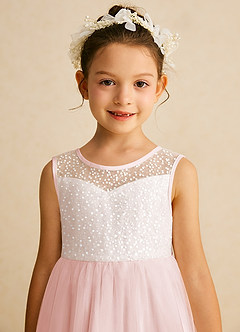 Azazie Tay Flower Girl Dresses Blushing Pink A-Line Sequins Tulle Dress image7