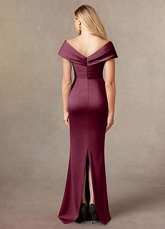 Azazie Ludlow Mother of the Bride Dresses Mulberry Mermaid Pleated Stretch Satin Dress image4