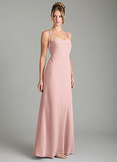 Azazie Ellia Bridesmaid Dresses Powder Pink Sheath Bow Chiffon Dress image4