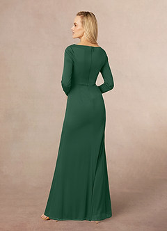 Azazie Risa Abiti per la Madre della Sposa Abito Sirena in Maglia con Scollo a V a Pieghe Verde Scuro image3