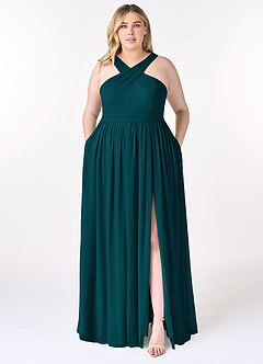 Azazie Elvira Bridesmaid Dresses Pine A-Line Pleated Chiffon Dress image7