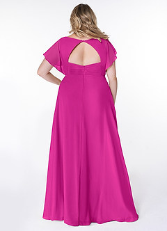 Azazie Rylee Jurken voor bruidsmeisjes Jurk van Chiffon met A-Lijn Geplooid Fuchsia image7