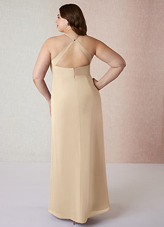 Azazie Manila Abiti da Damigella Abito Tubino in Chiffon con Scollo a V Champagne image8