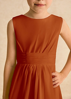 Azazie Edelweiss Flower Girl Dresses Paprika A-Line Pleated Chiffon Dress image7