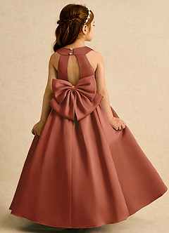 Azazie Daisies Robe Demoiselle D'honneur Fillette Robe Princesse en Mat Satiné Arc Auburn image7