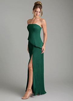 Azazie Tierney Bridesmaid Dresses Emerald A-Line Strapless Chiffon Convertible Dress image5