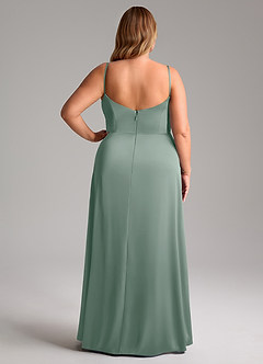 Azazie Azuree Essayer des robes à la maison Robe Trapèze en Satin extensible Plissée Eucalyptus image10