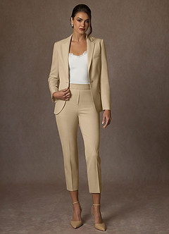 front Kennedy Champagne Structured Stretch Pants Suit
