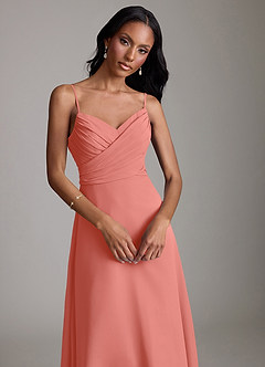 Azazie Kali Bridesmaid Dresses Salmon Pink A-Line Pleated Chiffon Dress image5