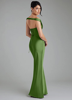Azazie Stella Robes de demoiselle d'honneur Robe Fourreau Convertible en Satin extensible Corset Basilic image2