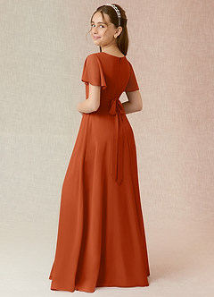 Azazie Induh Junior Burnt Orange A-Line Ruched Chiffon Dress image2