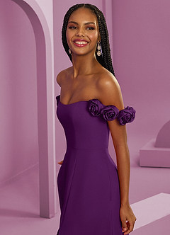 Barbie ♥ Azazie Bridesmaid Dresses Grape A-Line Off the Shoulder Chiffon Convertible Dress image5