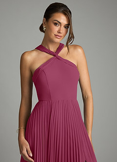 Azazie Afra Abiti da Damigella Abito A-Line in Chiffon Plissettato Gelso image5