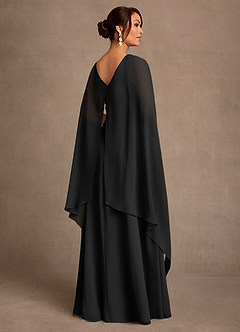 Azazie Liddie Mother of the Bride Dresses Black A-Line Pleated Chiffon Dress image3