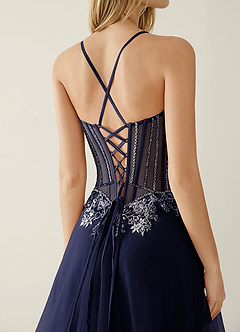 Celestyn Marine Galajurk van tule met strass- en paillettenborduursel image6