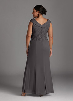 Azazie Calathea Mother of the Bride Dresses Steel Grey A-Line Lace Dress image9