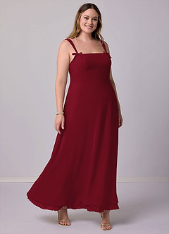 Barbie ♥ Azazie Bridesmaid Dresses Burgundy A-Line Pleated Chiffon Dress image10