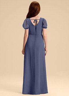 Azazie Priya Junior Robe Trapèze en Mousseline de soie Blouson Bleu Orageux image2