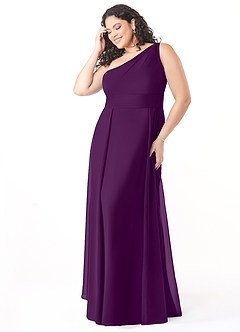 Azazie Dallas Brautjungfernkleider A-Linie One-Shoulder Chiffon Kleid Traube image8