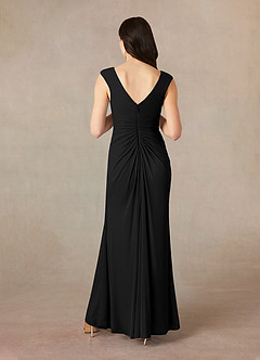 Azazie Andi Mère de la mariée Robes Robe Trapèze en Maille Plissée Noir image3