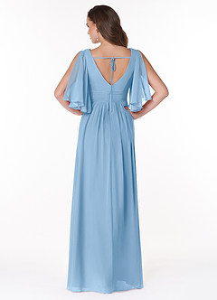 Azazie Temeka Bridesmaid Dresses Powder Blue A-Line Ruched Chiffon Dress image2