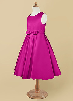 Azazie Coco Flower Girl Dresses Fuchsia A-Line Bow Matte Satin Dress image7