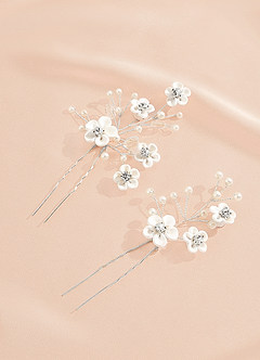 front White Flower U-Shaped Hairpin Set