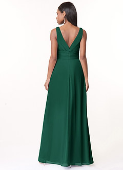 Azazie Julianna Bridesmaid Dresses Emerald A-Line Chiffon Dress image2