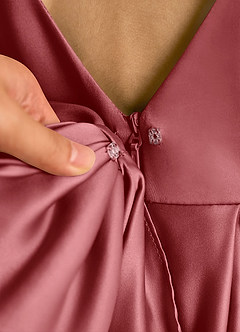 Azazie Cailee Flower Girl Dresses Antique Rose Ball-Gown Pleated Matte Satin Dress image8