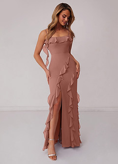 Barbie ♥ Azazie Bridesmaid Dresses Cedar Rose Sheath Bow Chiffon Dress image4