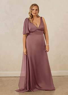Christian Siriano Bridal for Azazie 1011 Bridesmaid Dresses Vintage Mauve Mermaid Bow Stretch Satin Dress image11