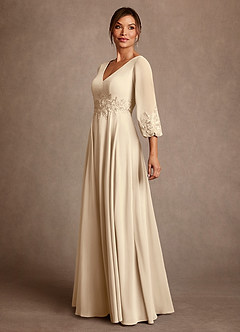Azazie Yorba Mother of the Bride Dresses Champagne A-Line Lace Chiffon Dress image4