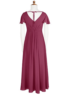 Azazie Peony Junior Mulberry A-Line Pleated Chiffon Dress image7
