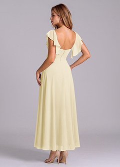 Azazie Leilani Bridesmaid Dresses Lemon Sorbet A-Line Ruched Chiffon Dress image5