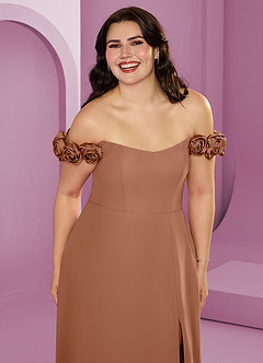 Barbie ♥ Azazie Bridesmaid Dresses Bronzer A-Line Off the Shoulder Chiffon Convertible Dress image16
