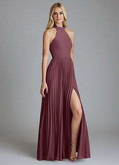 Azazie Keita Abiti da Damigella Abito A-Line in Chiffon Plissettato Sangria image4