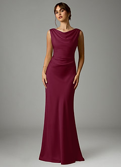 Azazie Kieryn Robes de demoiselle d'honneur Robe Sirène en Satin extensible Plissée Mûre image1