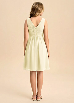 Azazie Skyla Junior A라인 주름진 쉬폰 미니 주니어 신부 들러리 드레스 image2