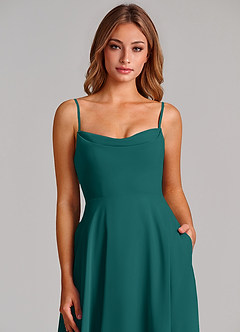 Azazie Elle Bridesmaid Dresses Peacock A-Line Pleated Chiffon Dress image6