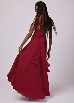 Barbie ♥ Azazie Bridesmaid Dresses Burgundy A-Line Pleated Chiffon Dress image4