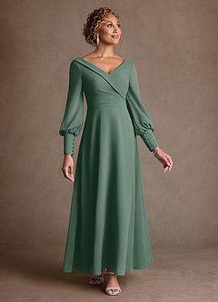 Azazie Paterson Mother of the Bride Dresses Eucalyptus A-Line Pleated Chiffon Dress image1