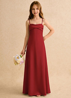 Azazie Mirabella Girls Formal Flower Girl Dresses Pomegranate Sheath Sweetheart Neckline Stretch Satin Dress image5