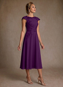 Azazie Crista Mother of the Bride Dresses Grape A-Line Lace Chiffon Dress image3