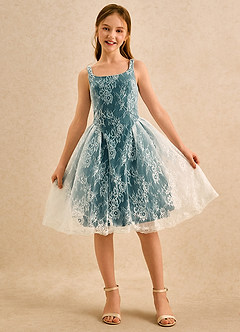 Azazie Cubbie Girls Formal Blumenmädchenkleider A-Linie Spitze Kleid Kiefer image4