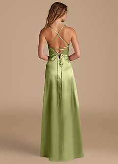 Azazie Mei Bridesmaid Dresses Pistachio A-Line Sweetheart Neckline Metallic Satin Dress image5